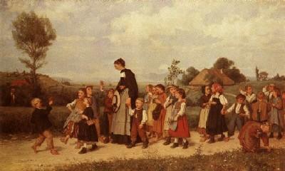 Albert Anker: Der Schulspaziergang, 1872
