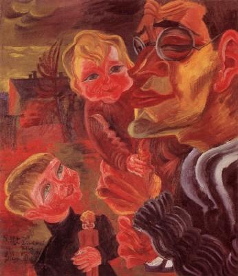 Conrad Felixm&uuml;ller: Selbstbildnis mit meinen S&ouml;hnen, 1921