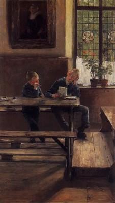 Gotthardt Kuehl: In der Schulstube (Waisenhausbuben), um 1886
