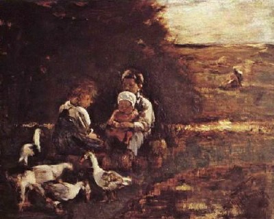 Max Liebermann: Kleine G&auml;nsehirten, 1874