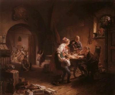 Eduard Ritter: Die Dorfschule, 1845