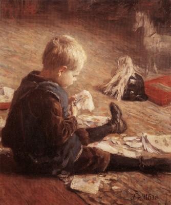 Fritz von Uhde: Spielender Knabe, um 1890