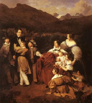 Ferdinand Georg Waldm&uuml;ller: Die Familie des Notars Dr.Josef Eltz in Ischl, 1835