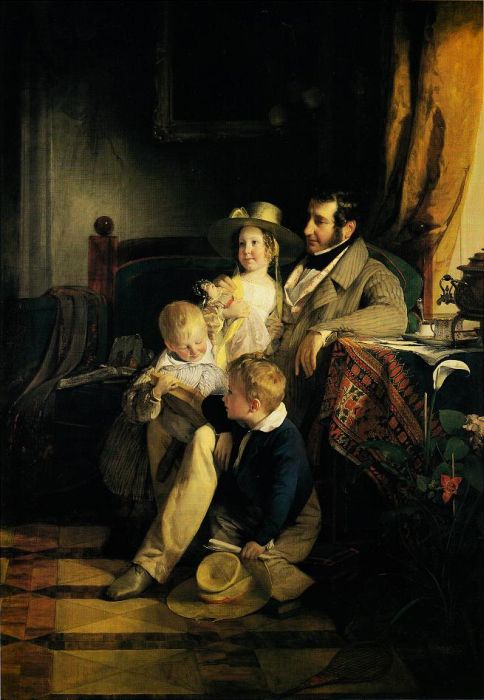 Friedrich von Amerling: Rudolf von Arthaber mit seinen Kindern, 1837