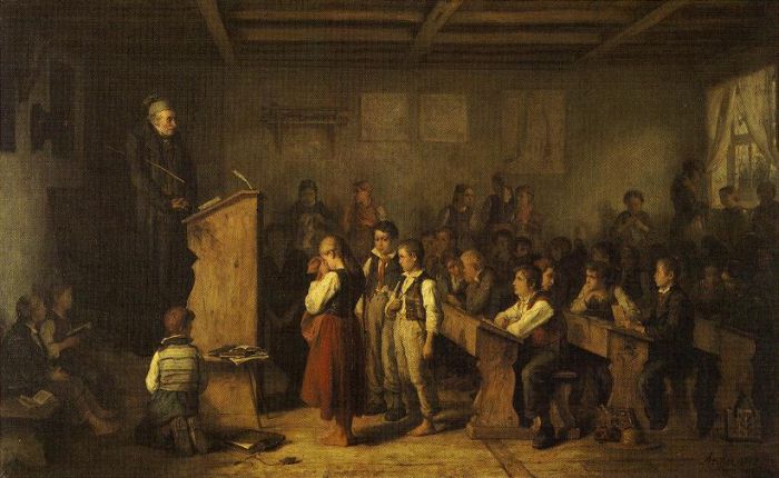 Albert Anker: Dorfschule im Schwarzwald, 1858