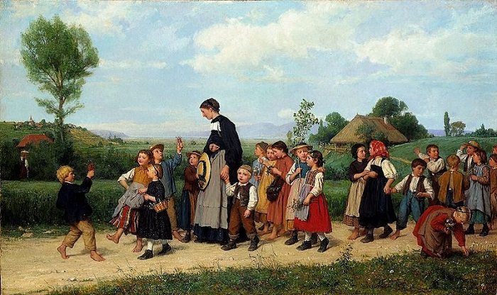 Albert Anker; Der Schulspaziergang, 1872