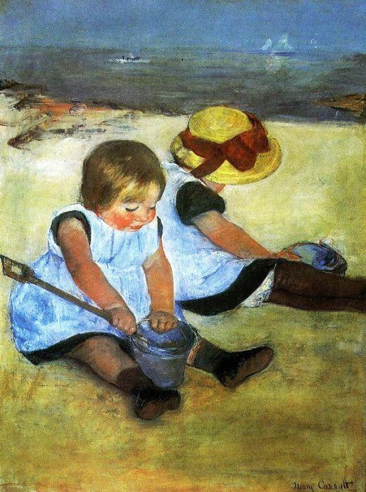 Mary Cassatt: Spielende Kinder am Strand, 1884