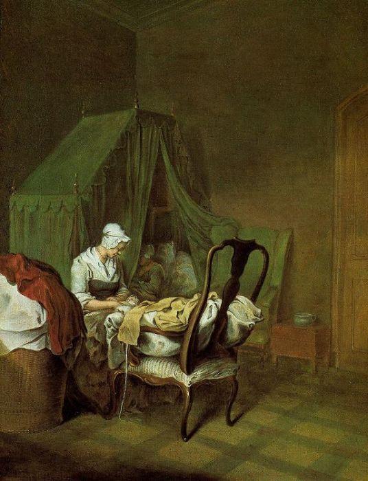 Daniel Chodowiecki: Wochenstube, um 1760