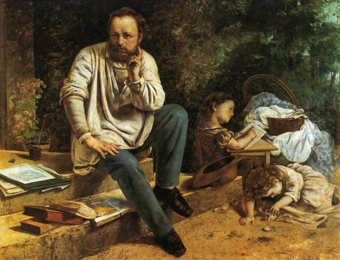 Gustave Courbet: Portr&auml;t von P.-J.Proudhon mit seinen Kindern, 1865