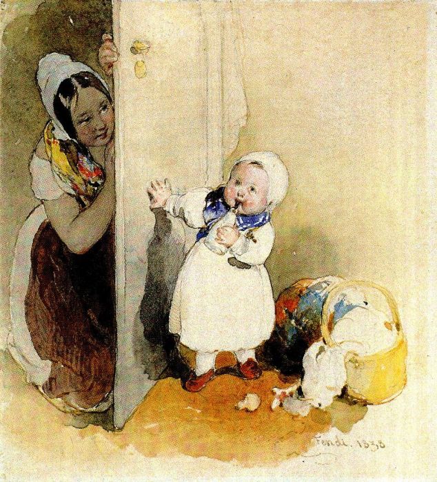 Peter Fendi: Versteckspiel, 1838