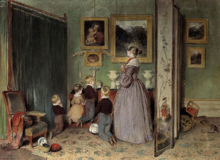 Peter Fendi: Erzherzogin Sophie mit ihren Kindern beim Abendgebet, 1839