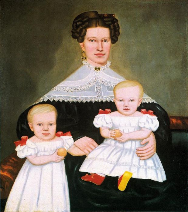 Erastus Salisbury Field: Mrs.Paul Smith mit ihren Zwillingen, 1835-1838