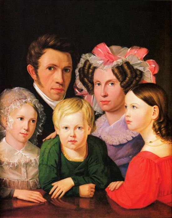 Gustav Adolf Hippius: Selbstbildnis im Kreis der Familie, 1829