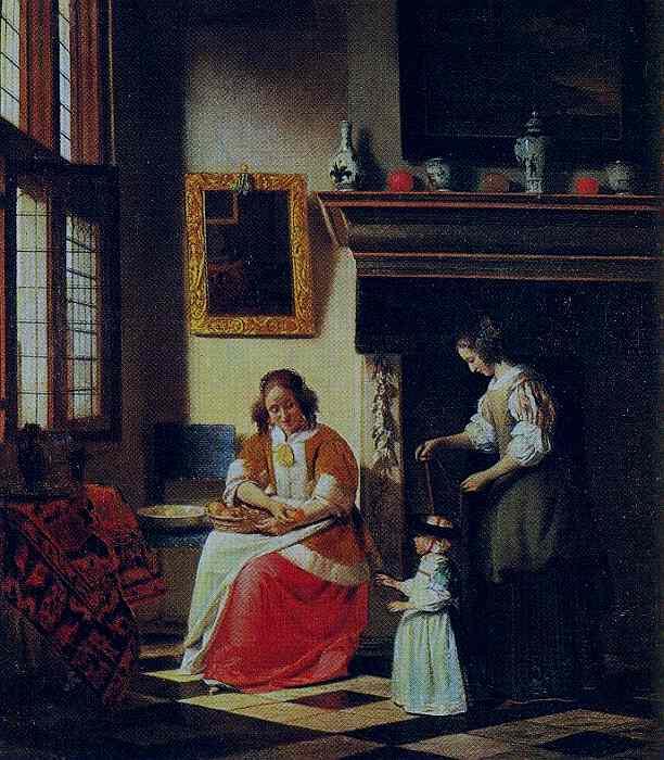 Pieter de Hooch: Unterricht im Laufen, um 1670