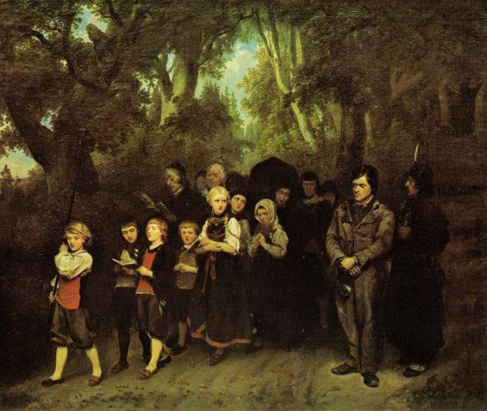Ludwig Knaus: Leichenzug im Walde, 1852