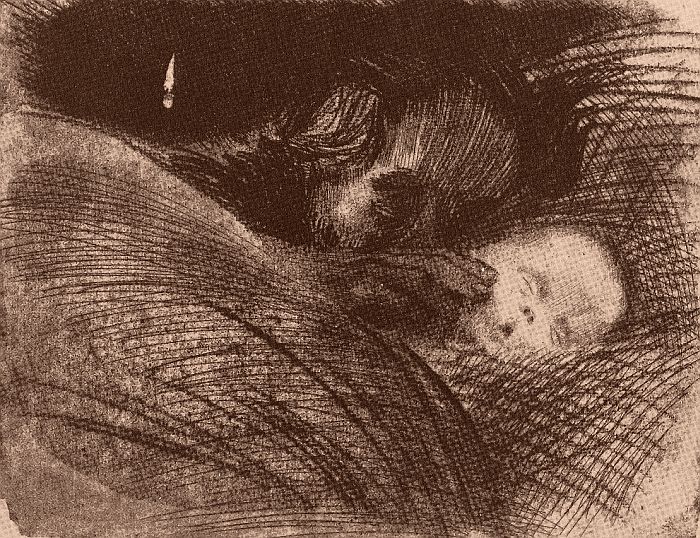 Käthe Kollwitz: Mutter am Bett des toten Kindes, 1911