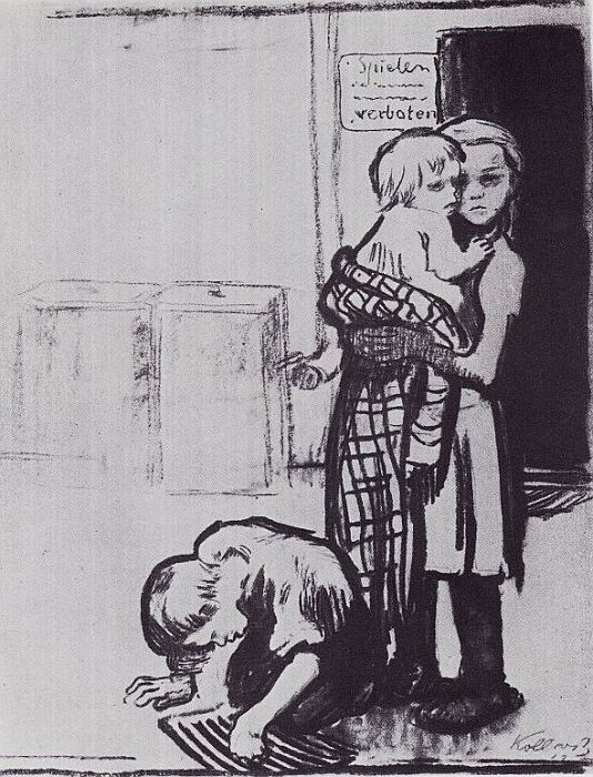 Käthe Kollwitz: Kinder auf dem Hof, 1912