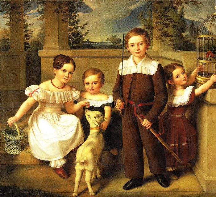 Heinrich Lengerich: Gruppenbildnis mit vier Kindern, 1833