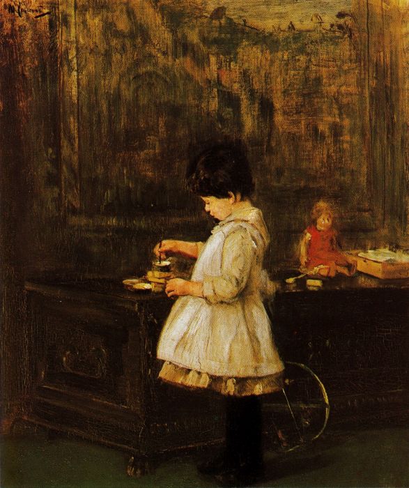 Max Liebermann: Kind an der Truhe, 1888