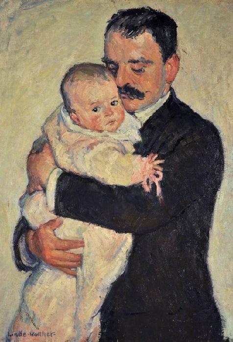 Heinrich Eduard Linde-Walther: Der Maler Gutman mit Kind, 1911