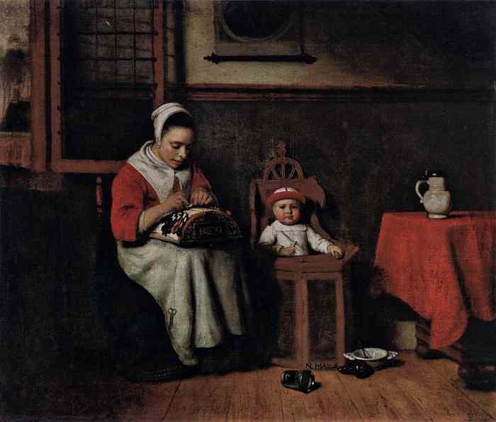 Nicolaes Maes: Die Spitzenkl&ouml;pplerin, 17.Jh.