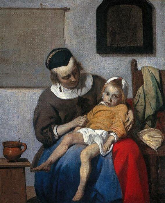 Gabri&eacute;l Metsu: Das kranke Kind, um 1665