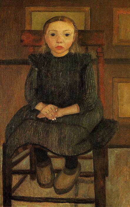 Paula Modersohn-Becker: Worpsweder Bauernkind auf einem Stuhl, um 1905