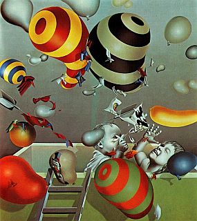 Peter Nagel, Platzende Ballons, 1976