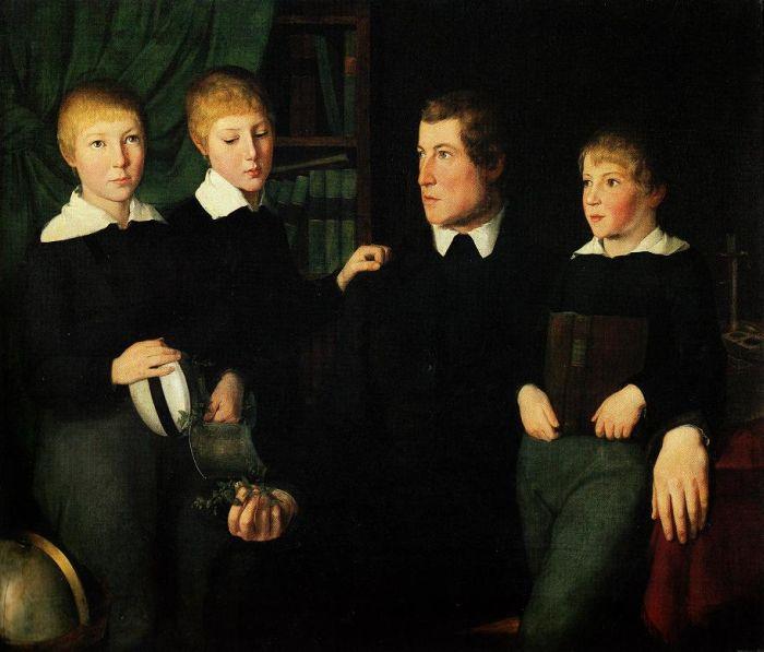 Moritz Daniel Oppenheim: Die Br&uuml;der Jung mit ihrem Erzieher, 1826