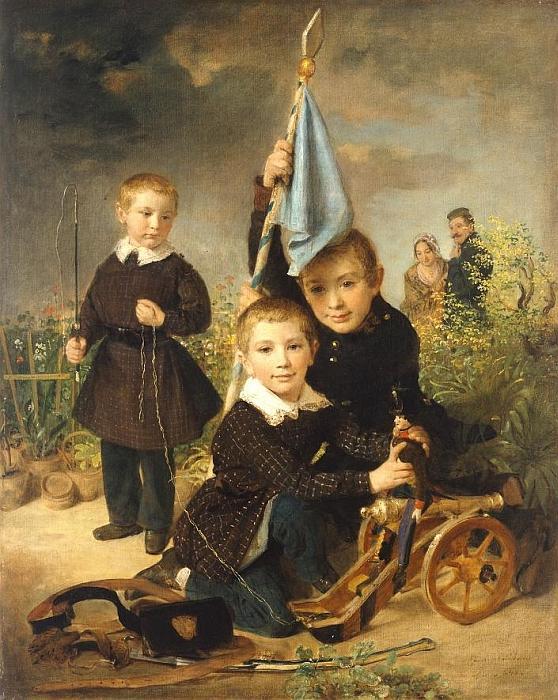 Johann Baptist Reiter: Kinder beim Soldatenspiel, 1848