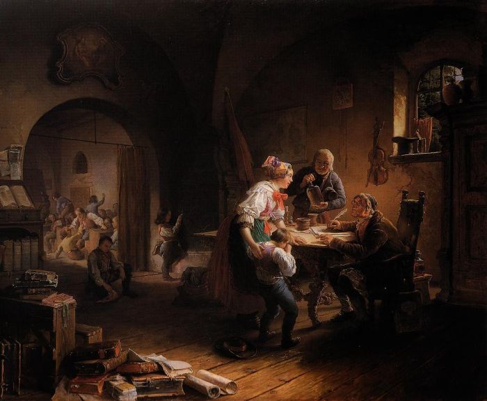 Eduard Ritter: Die Dorfschule, 1845