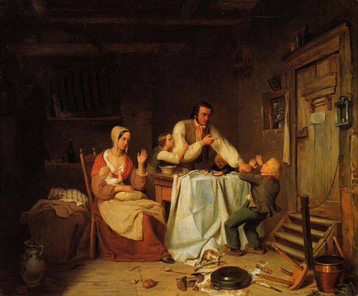 Heinrich von Rustige: Unterbrochene Mahlzeit, 1838