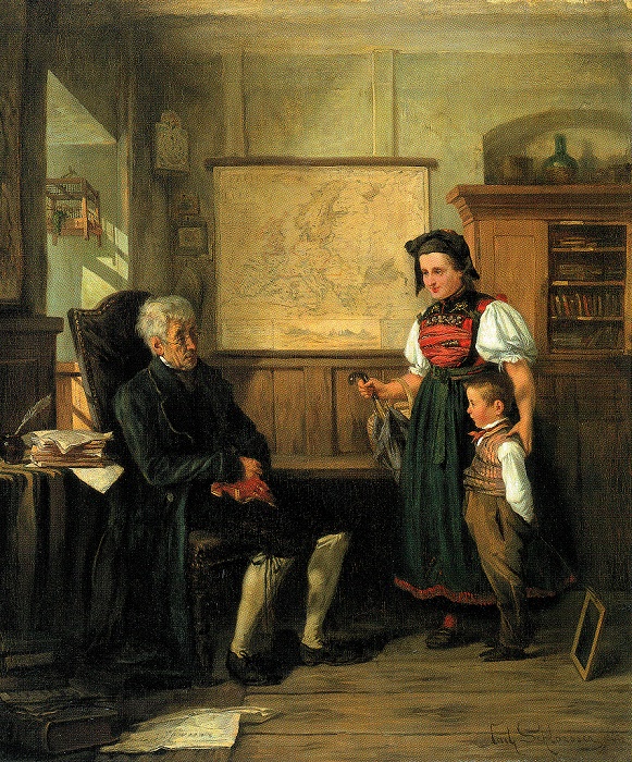 Carl Bernhard Schloesser: Erste Unterrichtsstunde, 1862