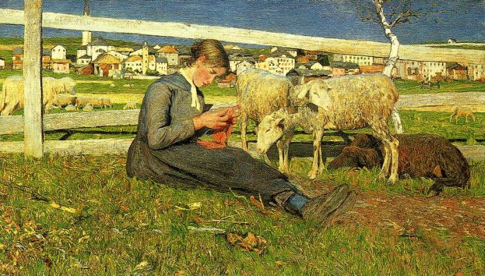Giovanni Segantini: Strickende Schafhirtin, 1888