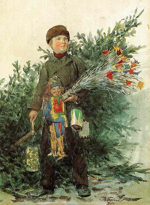 Franz Skarbina: Berliner Junge vom Weihnachtsmarkt, um 1890