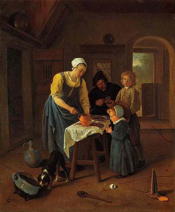 Jan Steen: Eine Bauernfamilie bei der Mahlzeit, um 1665