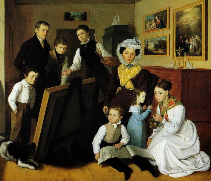 Leopold Stöber: Selbstbildnis im Kreise der Familie, 1827