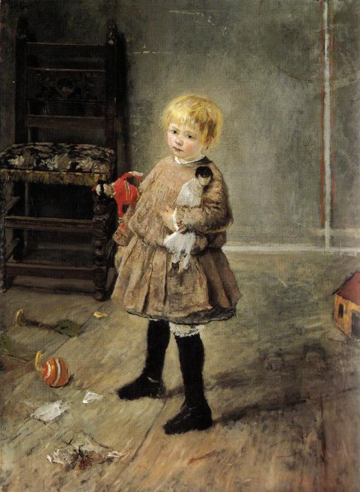 Fritz von Uhde: Kind mit Puppen, 1885