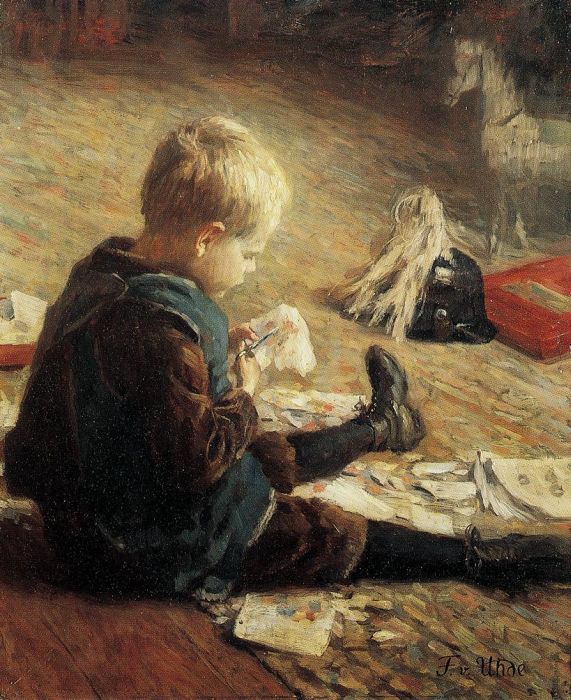 Fritz von Uhde: Spielender Knabe, um 1890